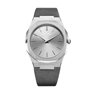 UTL01 Ultra Thin Silver Case with Milano grey Suede Strap