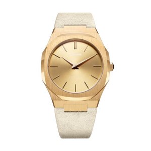 UTL06 Ultra Thin Gold Case with Lipari Off WhiteSuede Strap
