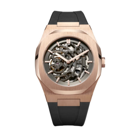 skrj03-2 P701 Automatic Skeleton Watch Rose Gold Case with Black Strap