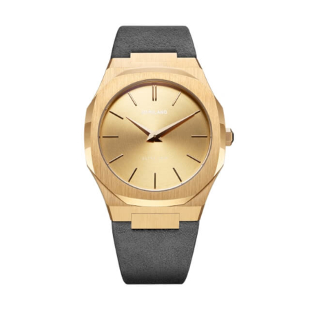 utl05 Ultra Thin Gold Case with Milano grey Suede Strap