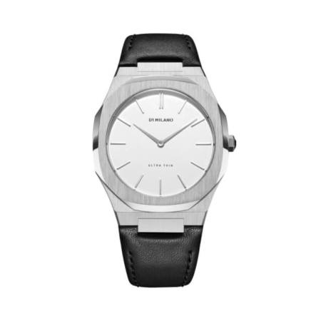 utll01 Ultra Thin Silver Case Leather Strap