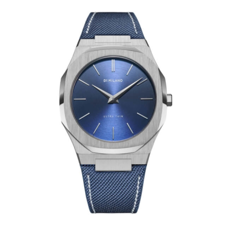 utnj04 Ultra Thin Silver Case Navy Blue Nylon Strap