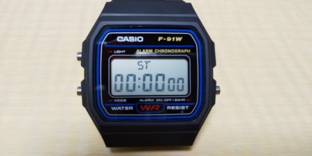 F-91W-1ストップウォッチ